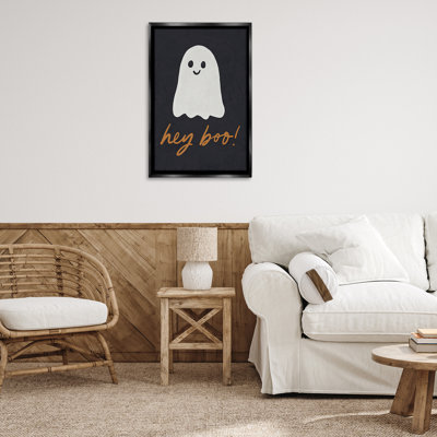 Hey Boo Spooky Ghost Framed Floater Canvas by Amanda Houston