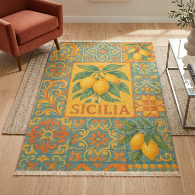 Outdoor Sicilian Lemon Tile Accent Rug