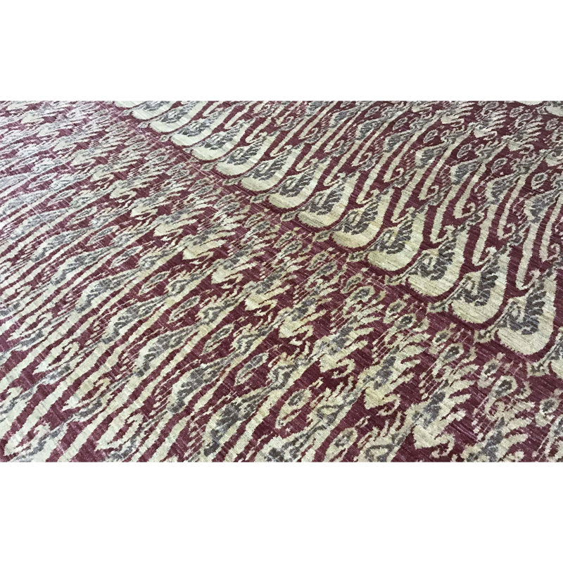 Tapis blanc et mauve de haute qualité noué à la main Sultanabad