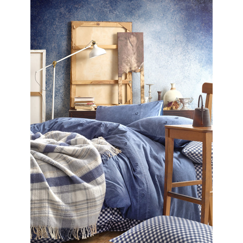 Housse de couette en coton Ranforce, Bleu foncé