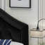 Tête de lit pour grand lit en velours noir avec élégance contemporaine et décoration à boutons capitonnée-2101815861-2101815862