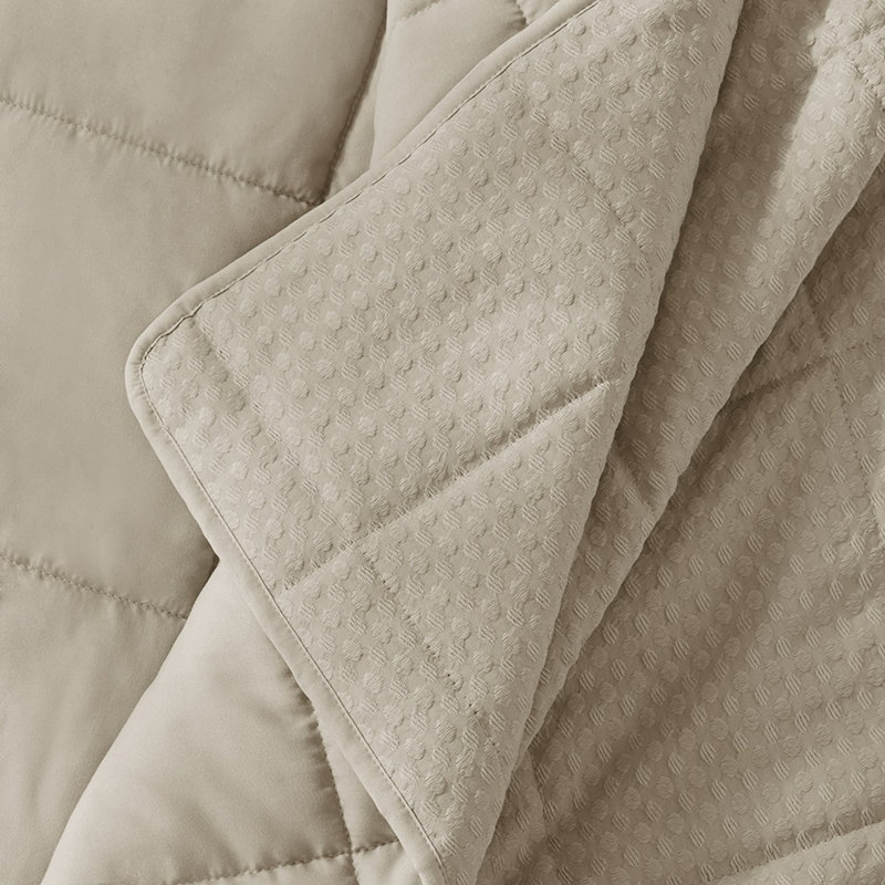 Mina Waffle Weave Textured Cozy Quilt Set, Twin/Twin XL Quilt + 1 Standard Sham, Gray