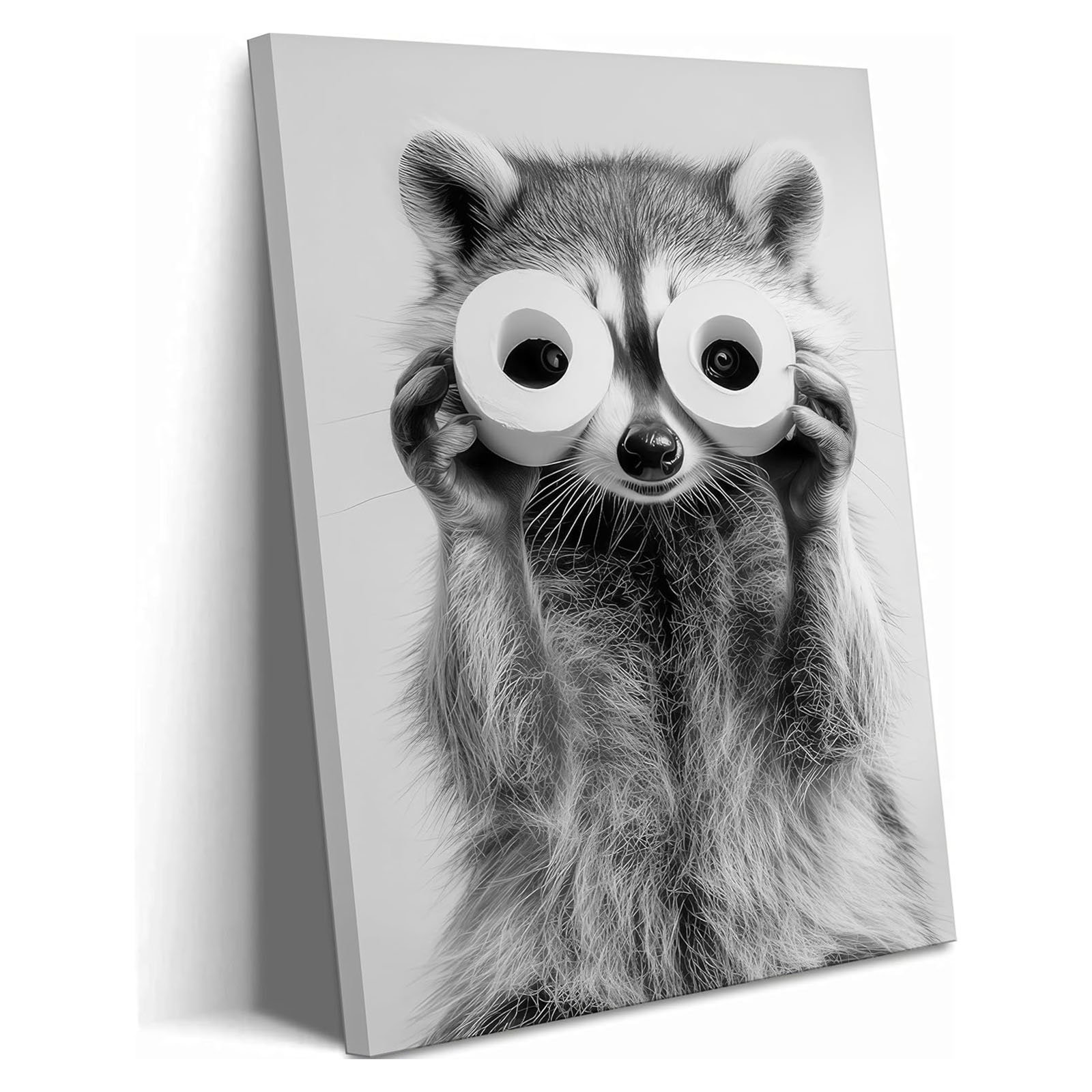 August Grove® Adorable Raccoon Bathroom Canvas Wall Art Toilet Paper ...