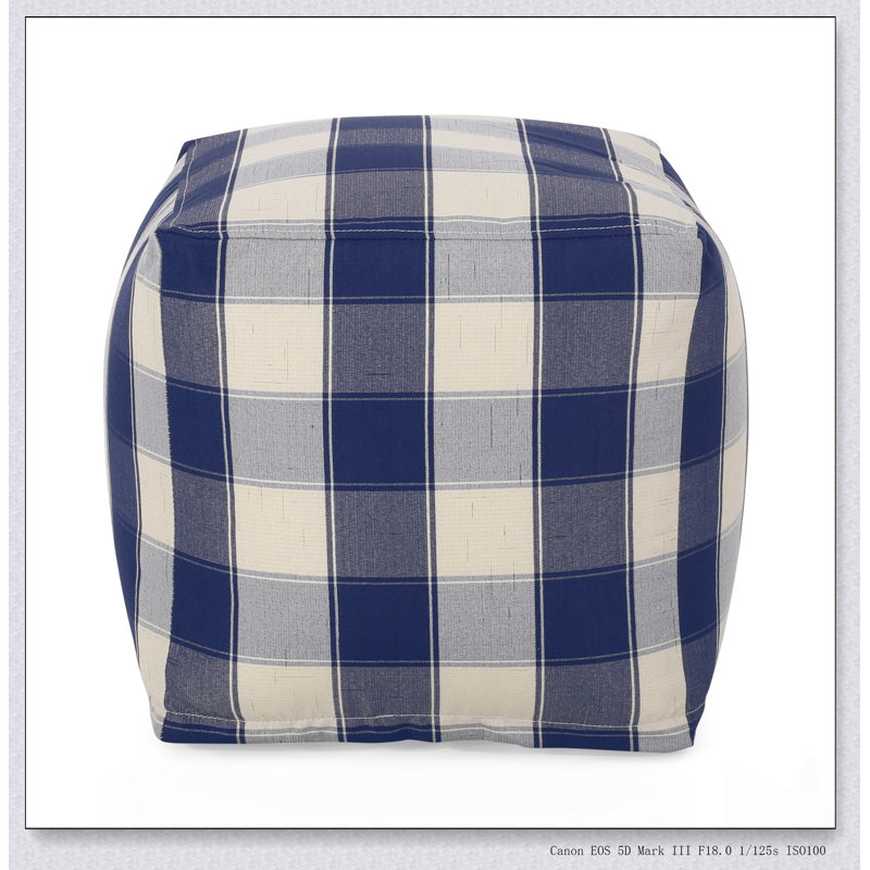 Connor Checkered Square Pouf, Versatile And Stylish Ottoman Or Floor Cushion For Modern Interiors