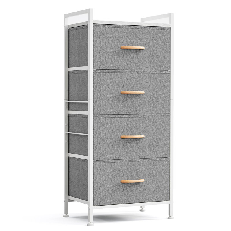 4-Drawer Fabric Dresser for Bedroom, White Gray