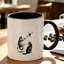 Cute Ceramic Mug with Two Cats Playing with Ink Splash Design - Perfect Gift for Cat Lover on Birthday Christmas Thanksgiving.