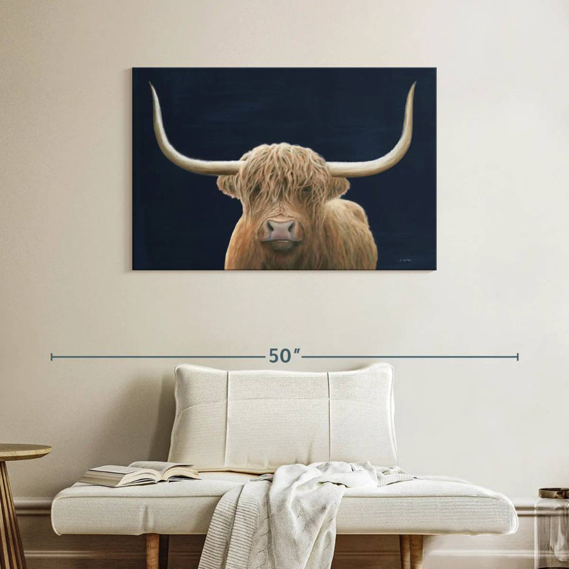 Brampt Highland Cow Navy, 26" H x 39" W
