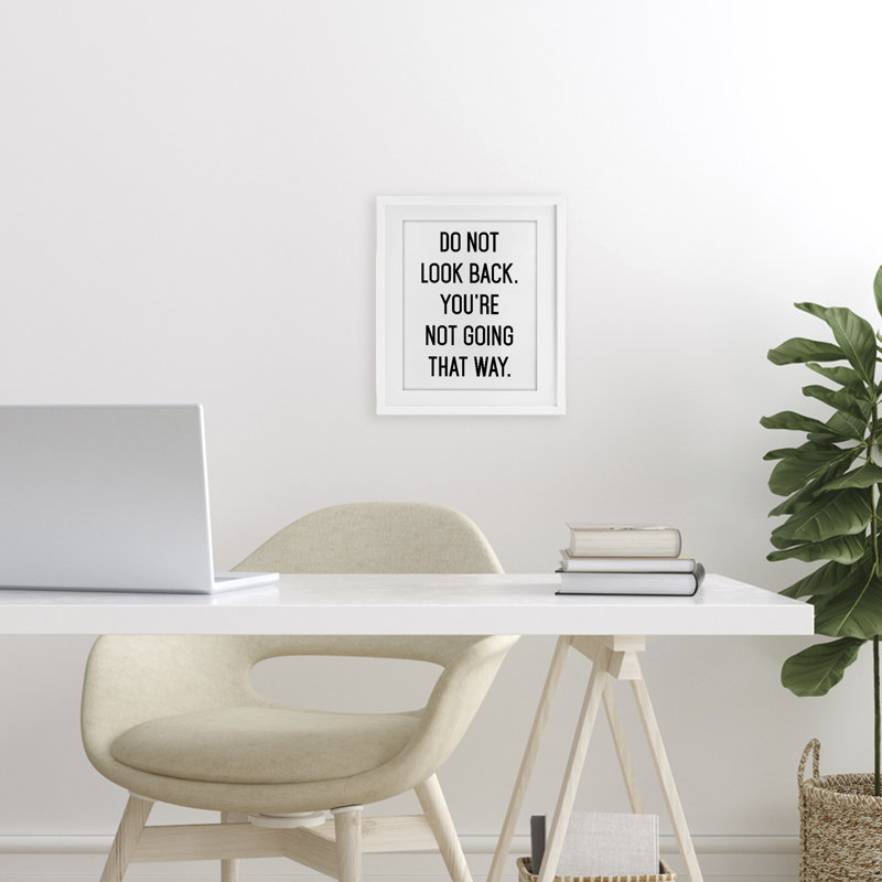 «Don't Look Back», reproduction sous verre encadrée, H 16 po x l 13 po, Cadre blanc côtier