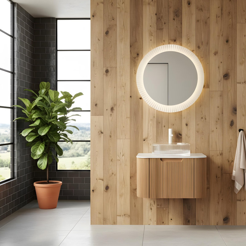 Armoire de salle de bain murale avec tiroir, Blanc, Blanc / bois naturel, 24"