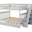 Lit superposé double avec lit gigogne et escalier, construction en bois de pin massif gris, 3 lits flexibles, rangement supplémentaire, chemin de montée sécuritaire, structure d'escalier double / simple fournie avec assemblage simple, option-130040779