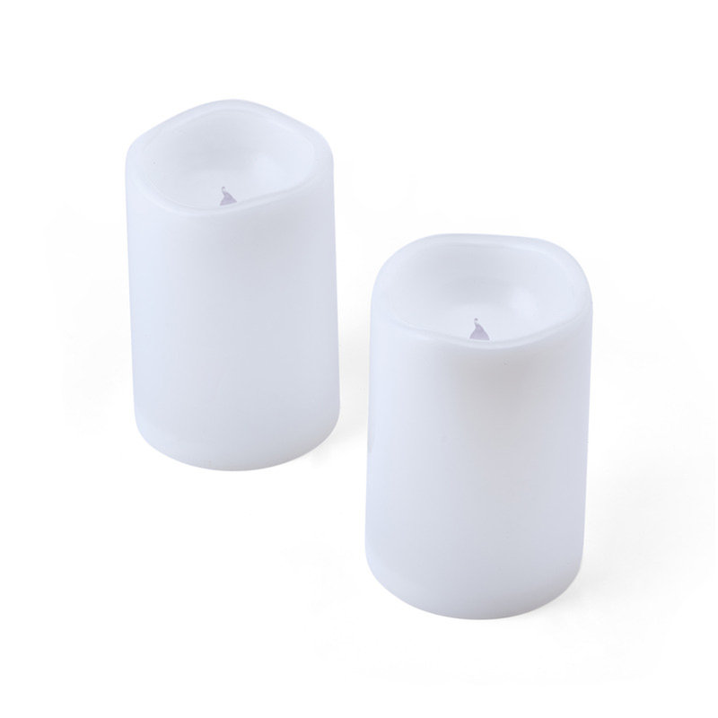 Set of 2 White LED Waterproof Indoor Outdoor Pillars, 4X6 Inch, 5.91