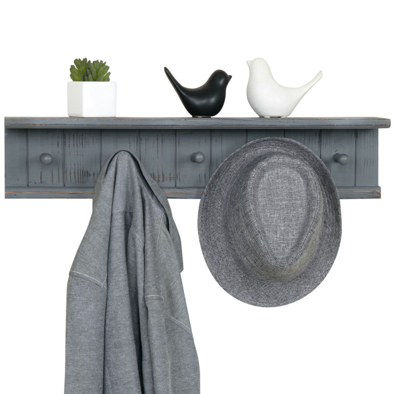 Wood Wall Towel Rack, Dark Grey