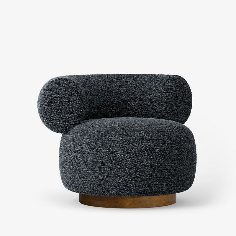 Aubrey Boucle Swivel Chair, Black Boucle
