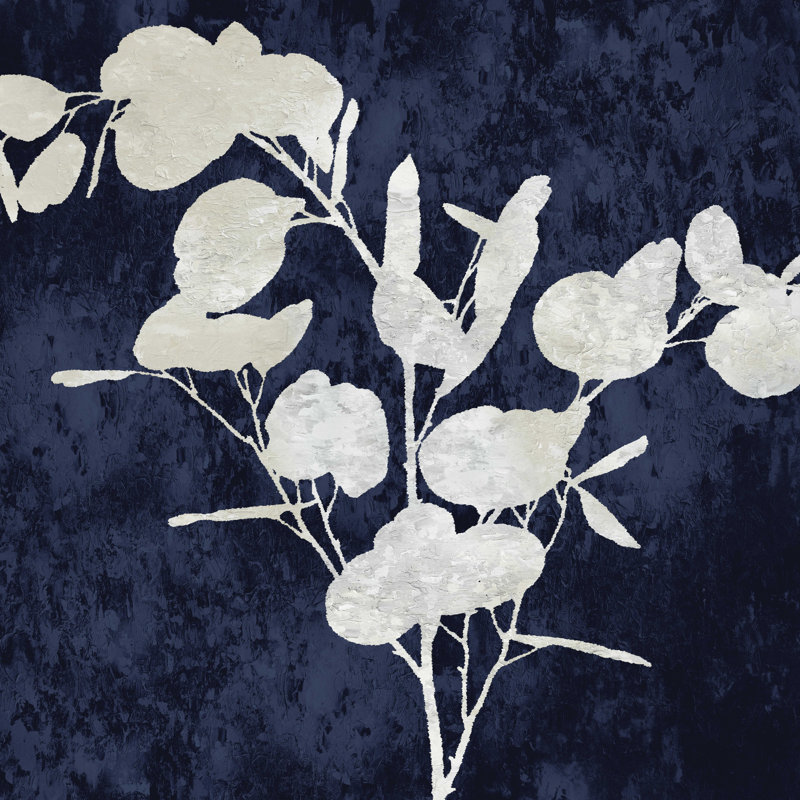 Brun clair et bleu marine floral 3, H 12 po x l 12 po