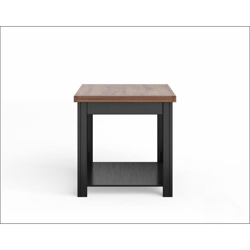 Table d'appoint 24 po, sans assemblage, finition sauge et bois fruitier, Plateau noir / base noyer