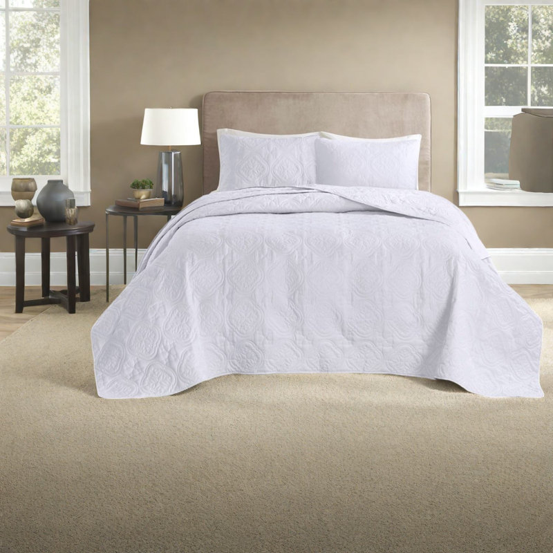 Elegant White Bedding Sets, Soft Polyester, Medallion Style For Home