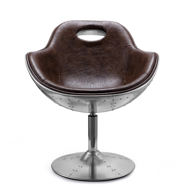 Lujan Upholstered Swivel Barrel Chair, Brown