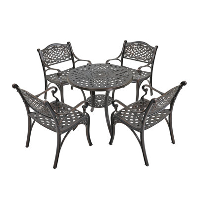 Miller Round 4 - Person 31'' L Outdoor Dining Set -  mondawe, MO6022CT-BR