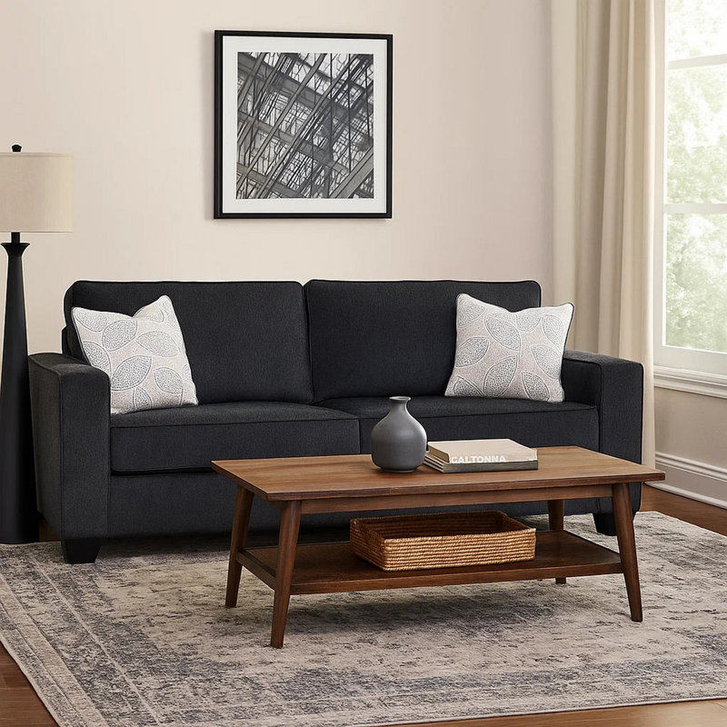 Raoof Upholstered 85'' Sofa, Dark Gray Chenille