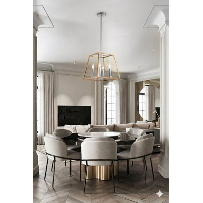 4 - Light Dimmable Geometric Chandelier