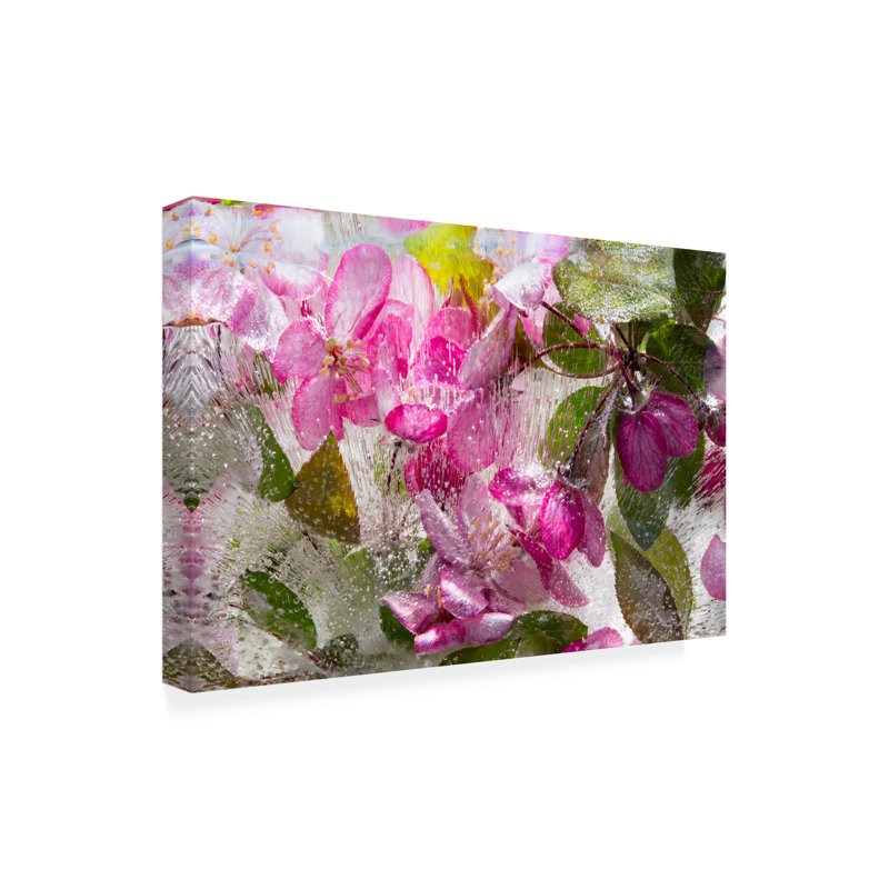 "Face à l'intérieur de la pivoine fuchsia dans la glace" par Elizabeth Bruders - impression sur toile tendue