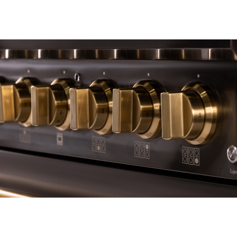 KUCHT Gemstone Professional 36 in. 5.2 cu. ft. Range with Sealed Burners and Convection Oven in Titanium Stainless Steel