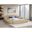 Lit multifonctionnel intelligent Zoya avec masseur fabriqué en bois et similicuir caramel-1404693510