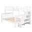 Lit superposé simple au-dessus de double avec rangement et garde-corps Stairway-1665064295