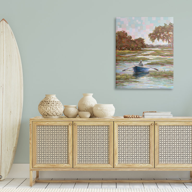Art mural sur toile Quiet Time on the River, design par Linda Sperrucci, H 40 po x l 30 po