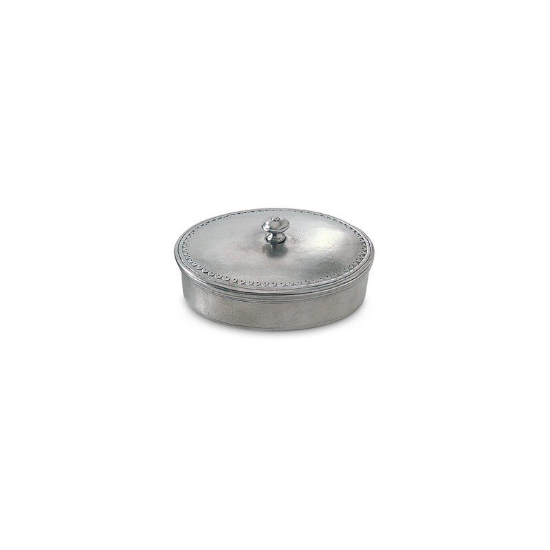 Handmade Pewter Decorative Box, 4" H x 5" W x 4.1" D