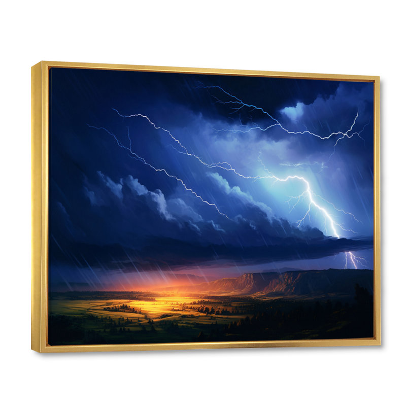 " Dramatic Thunderstorms I ", 12" H x 20" W x 1" D, Gold Floater Framed