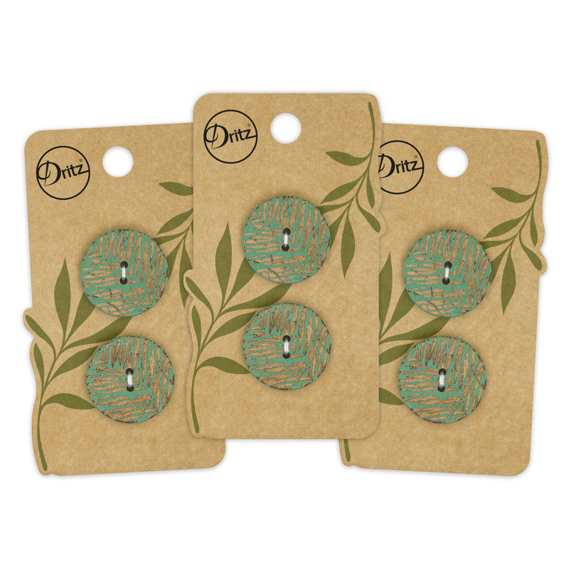 Bouton rond durable noix de coco Dritz, 23 mm, vert foncé, 6 boutons