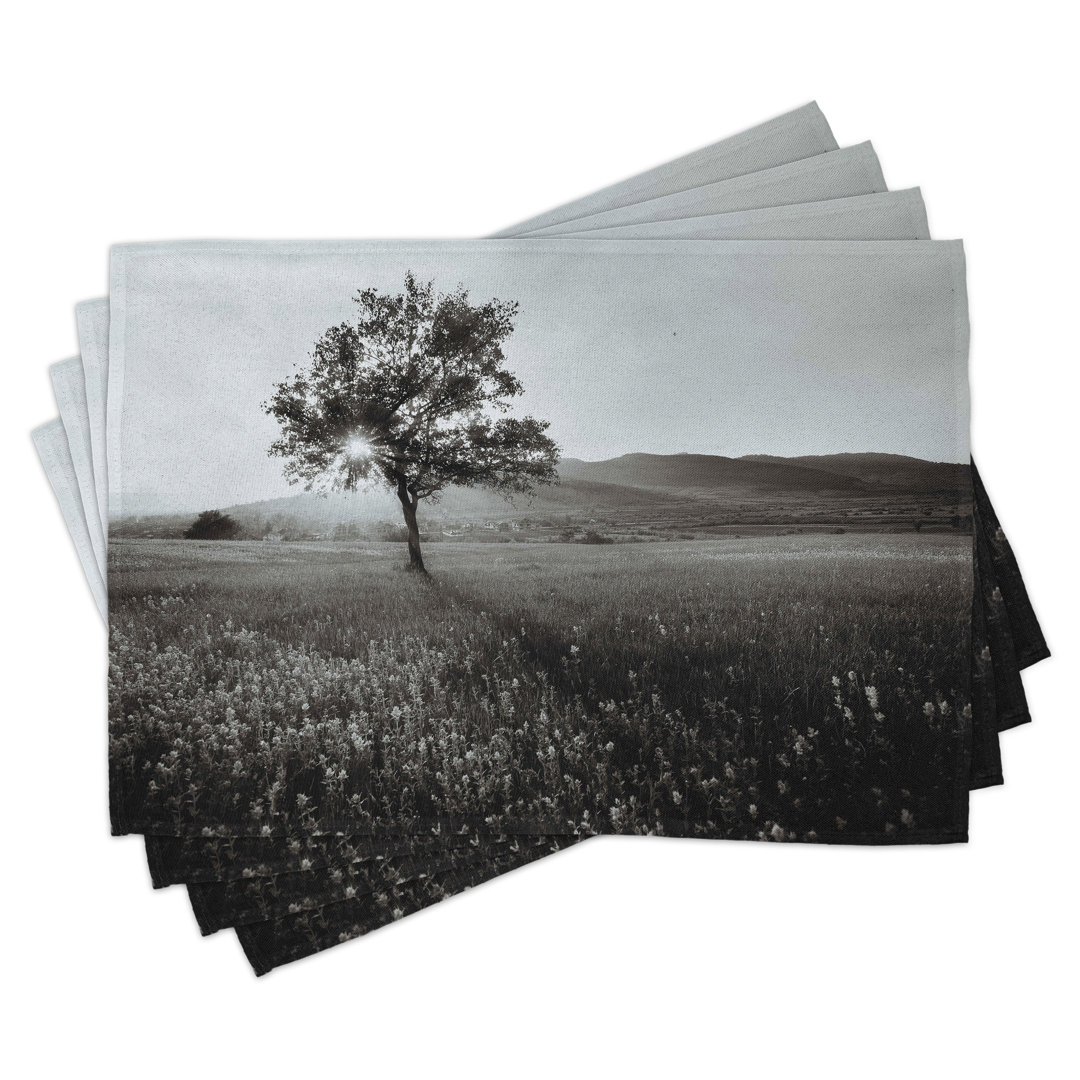 Platzdeckchen 4er-Set, Lonely Tree, Hellgrau