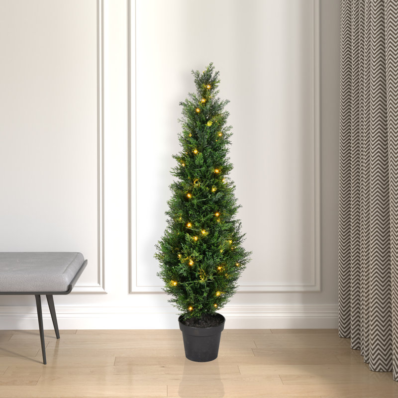 Cèdres artificiels Cèdre artificiel en pot UV, H 48 po x l 12 po x P 12 po