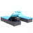 Blue 3-Piece Outdoor Patio Furniture Set Chaise Lounge, Patio Reclining Rattan Lounge Chair Chaise Couch Cushioned With Glass Coffee Table Adjustable Back And Feet Lounger Chair For Pool Garden-1219336485