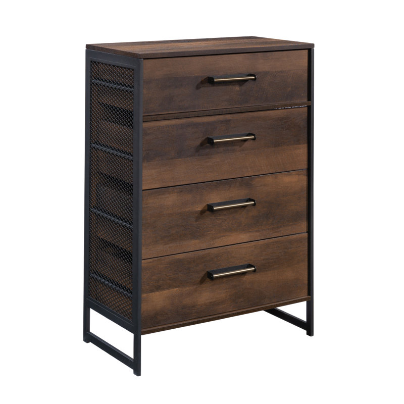 Commode 4 tiroirs, finition brune