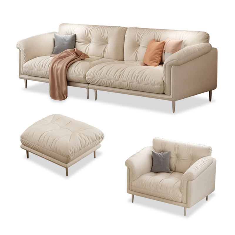 Ensemble de salon en polyester 3 pièces beige