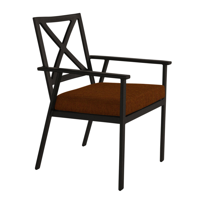 Marin Outdoor Dining Armchair, Carbon Black, Sash Denim