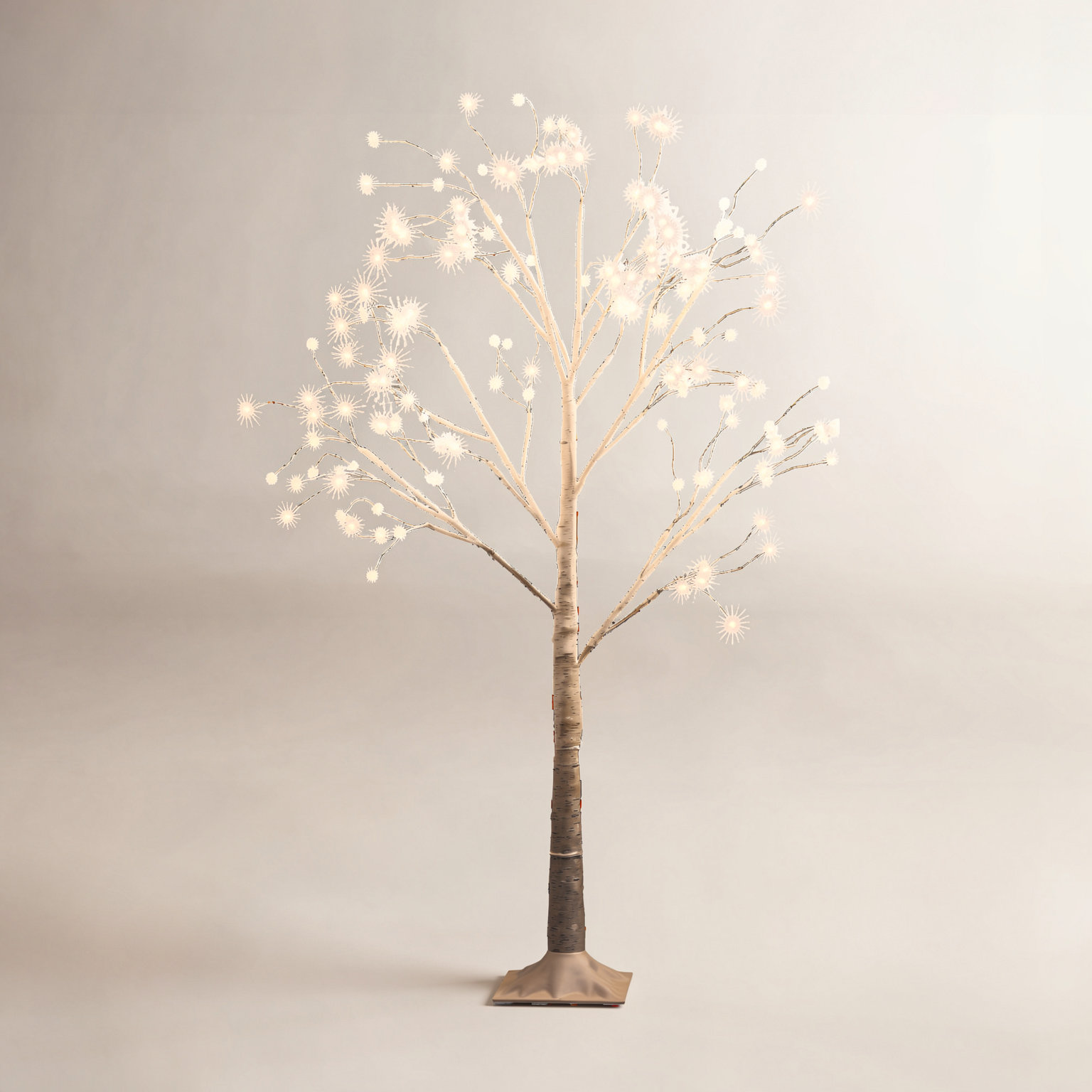 4' Snowy Artificial Lighted Birch Tree