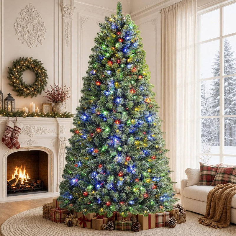 Sapin de Noël artificiel pré-illuminé de 2,13 m (7 pi) avec 280 lumières DEL bicolores et télécommande