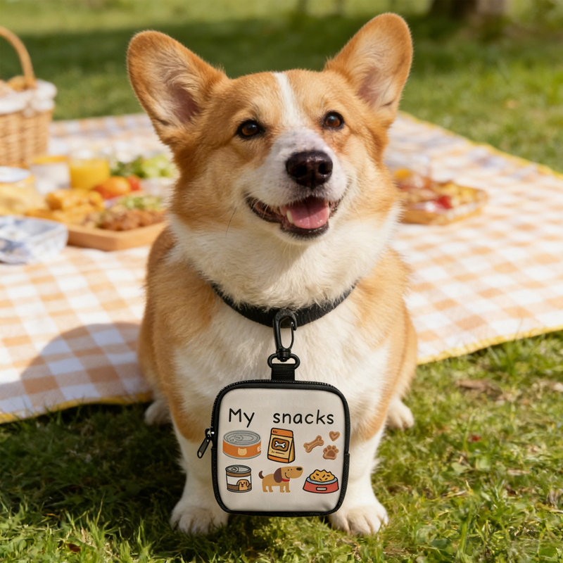 Sac à collation avec fermeture à glissière pour chien, blanc, A