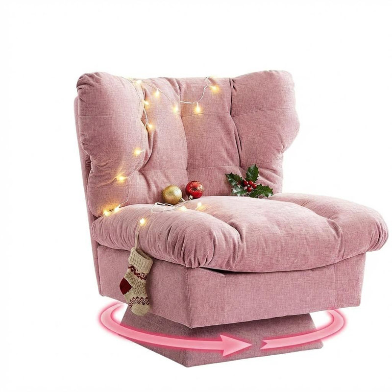 Upholstered Swivel Side Chair, Pink
