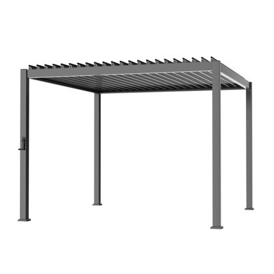 Pergola solaire à persiennes à DEL, Pergola extérieure en métal avec lumières à DEL, Pergola de patio avec toit réglable pour patio, terrasse, jardin, cour