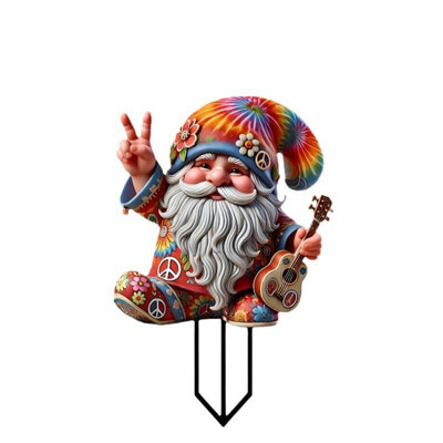a decorate Whimsical Hippie Gnome Acrylic Garden Card Bear Theme Garden Ground Insert Potted Decoration
