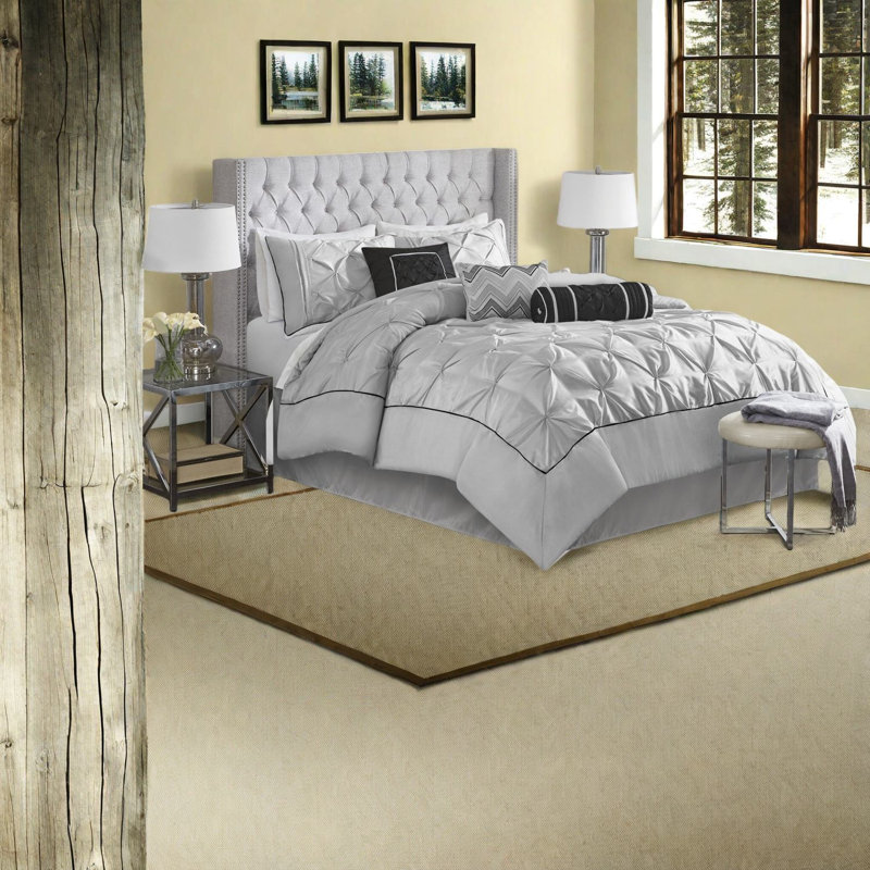 Elegant 7-piece Bedding Sets, Polyester Comforter With Tufted Design For Home