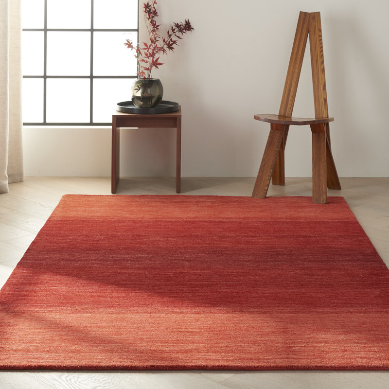 Solid Colour Wool Hand Woven Area Rug, Rectangle 122 x 183cm