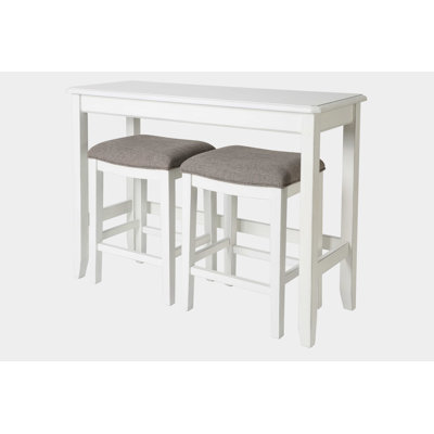 Deljan 49" Three Piece White Rectangular Solid and Manufactured Wood and Solid + Manufactured Wood Bar Table