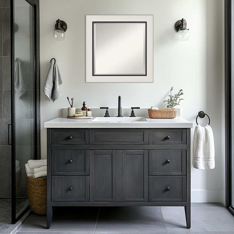Miroir mural de salle de bain Ellie, 25,5 po x 21,5 po, Argent noir