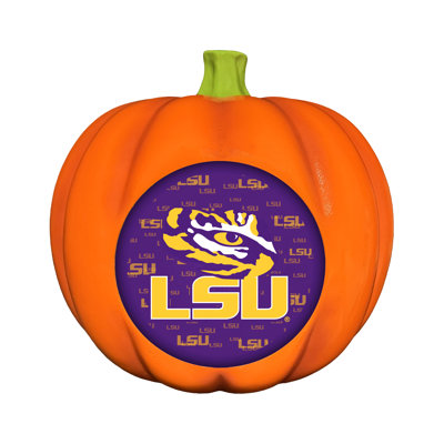 Décoration citrouille en résine avec logo DEL 3D des LSU Tigers de la NCAA | 25 cm