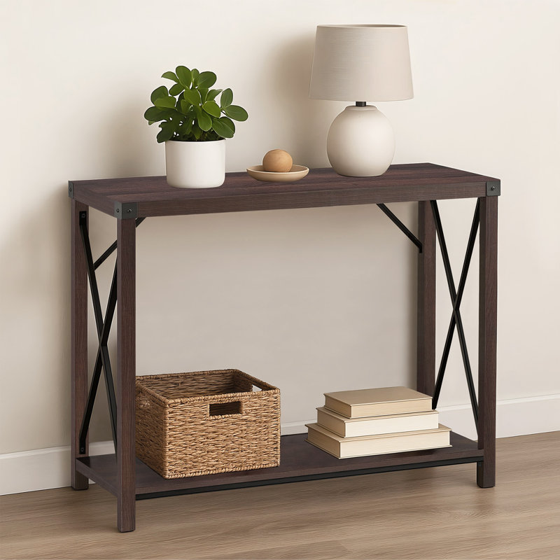 Ceianne 39.4" Console Table with Storage Shelf, Walnut